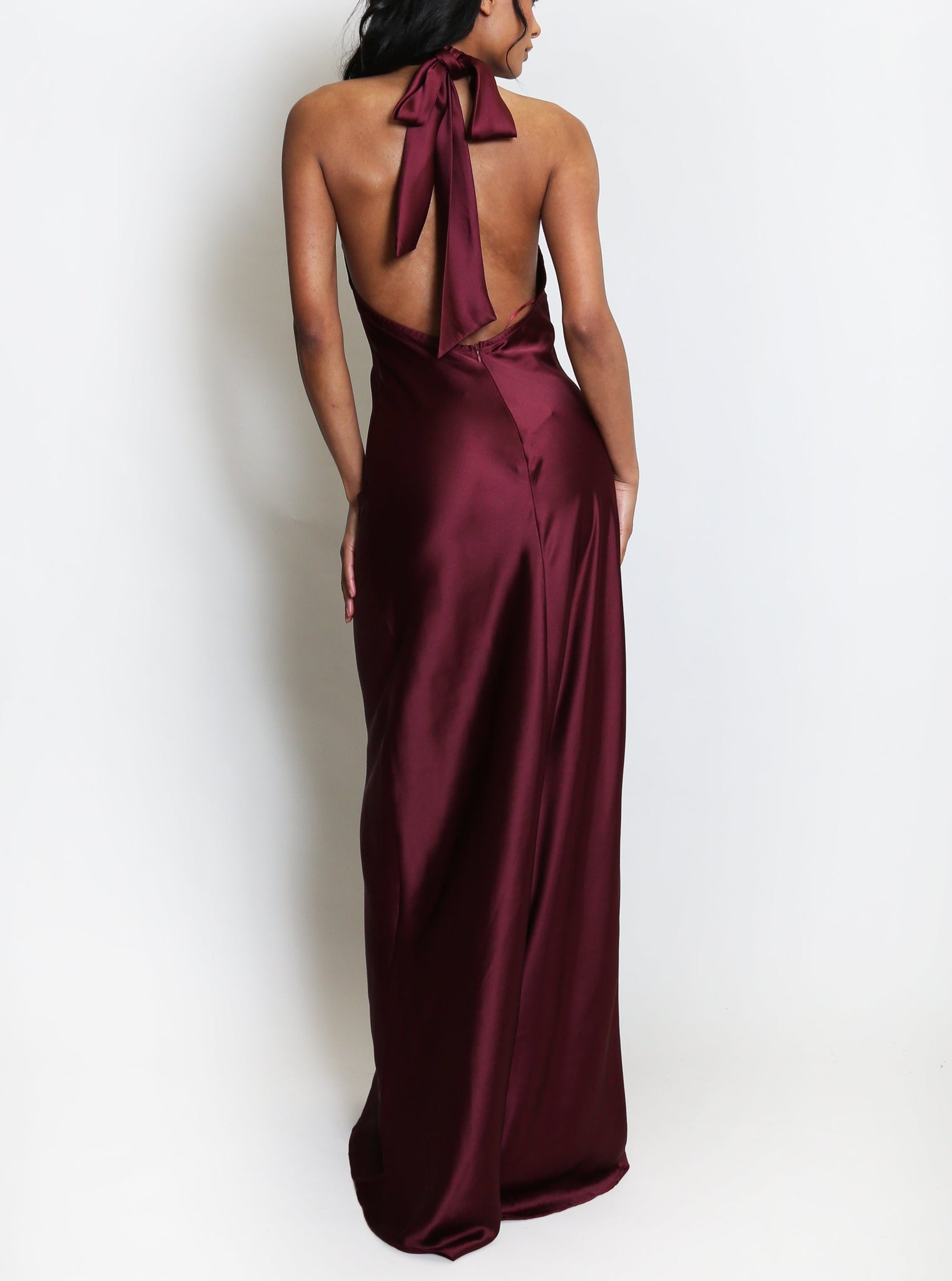 Satin Halter Neck Maxi Dress