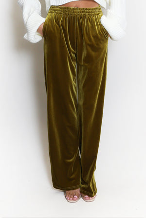 Wide Leg Velvet Trousers