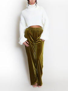 Wide Leg Velvet Trousers