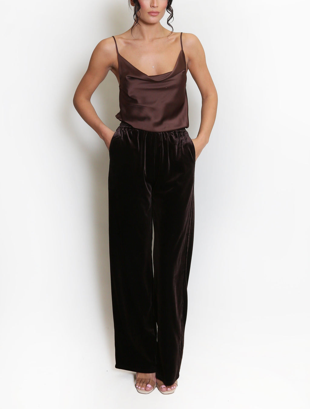 Wide Leg Velvet Trousers