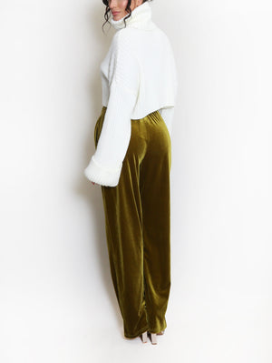 Wide Leg Velvet Trousers
