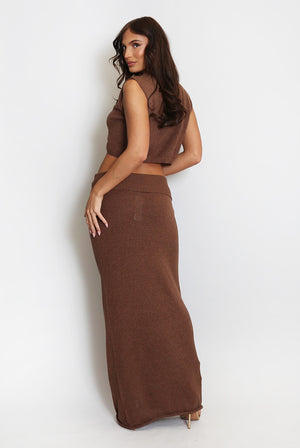 Fine Knit Wrap Crop Top And Maxi Skirt Set