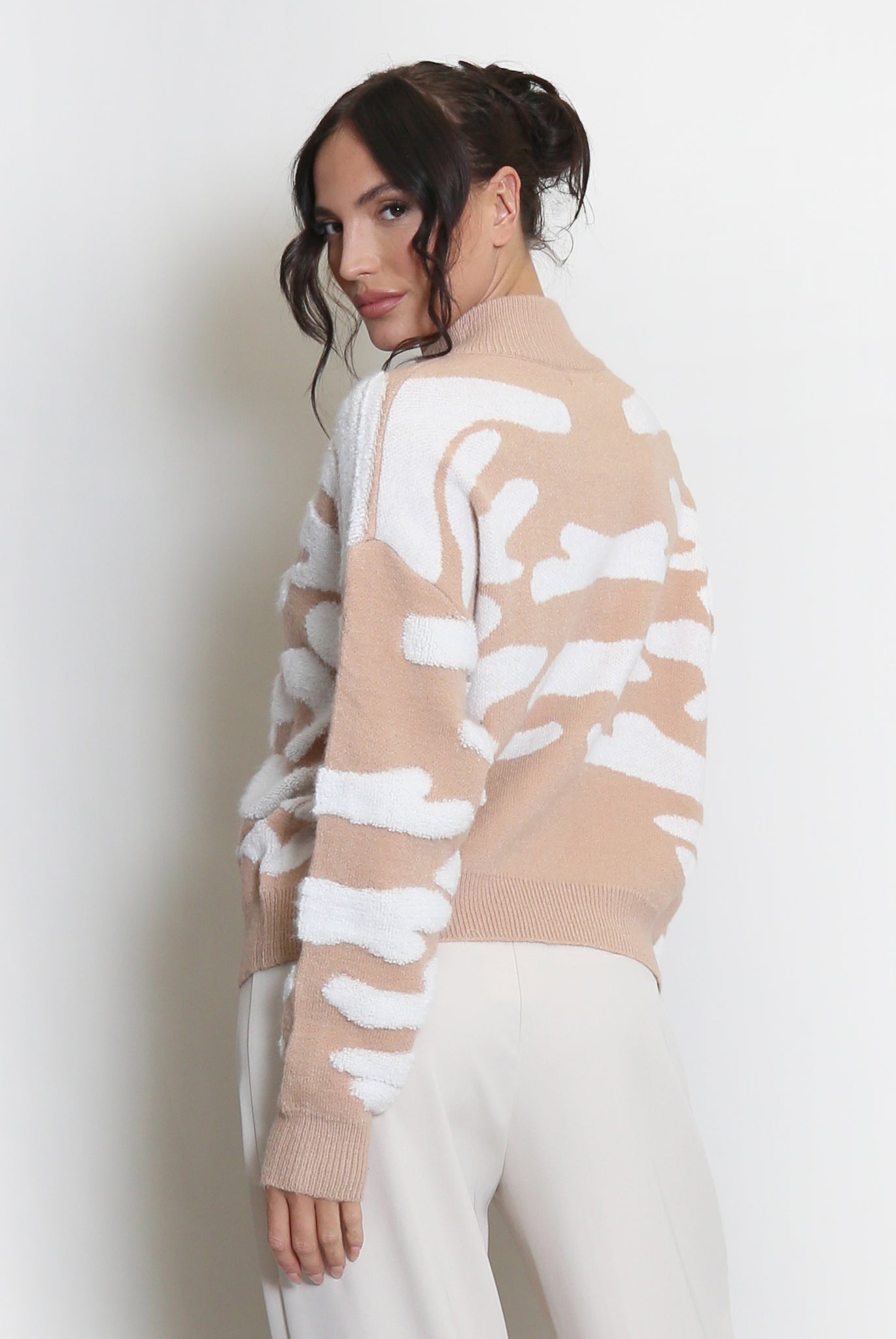 Two Tone Design Zip Cardigan