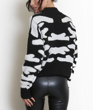 Two Tone Design Zip Cardigan