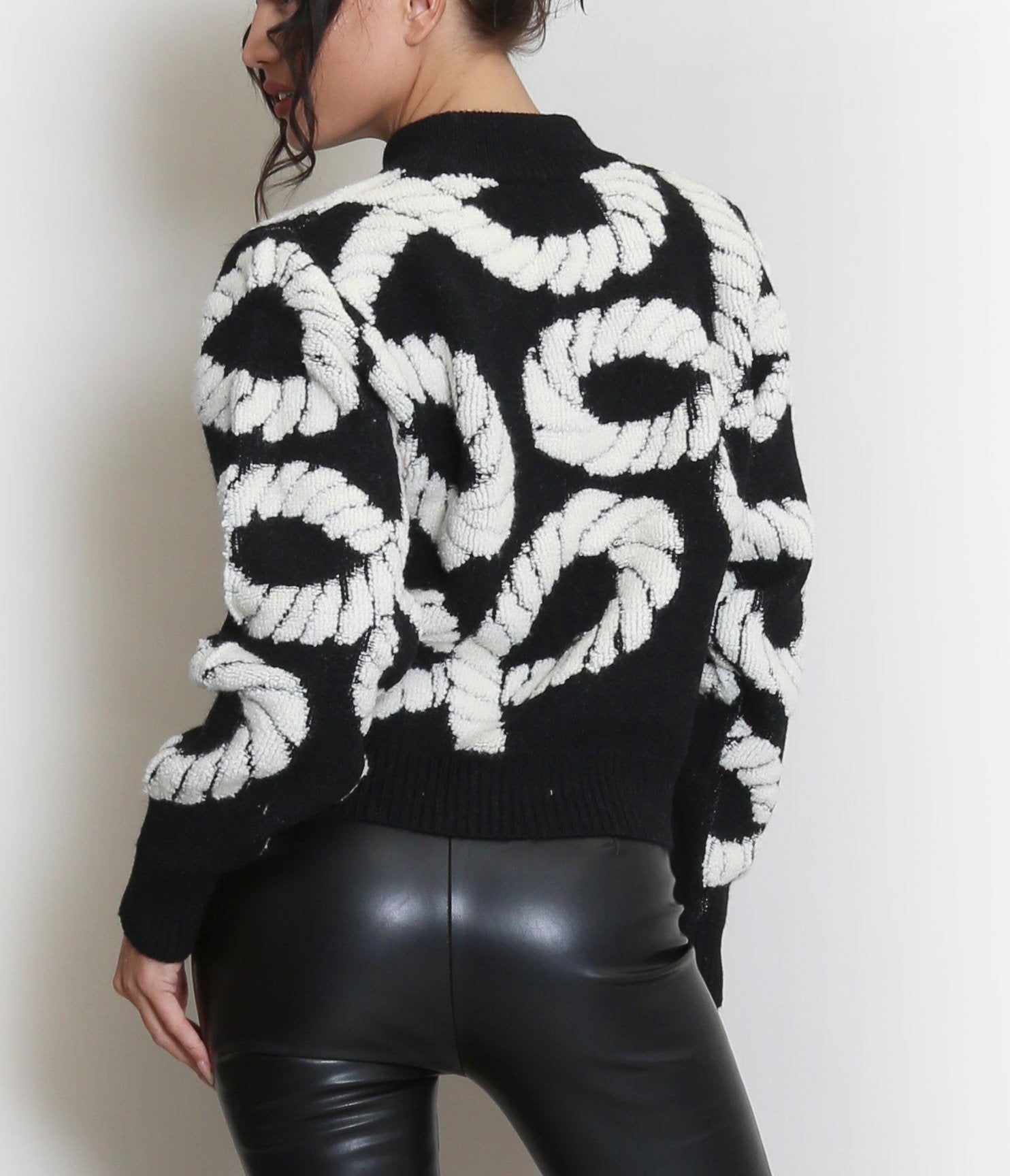 Zip Cardigan With Rope Design
