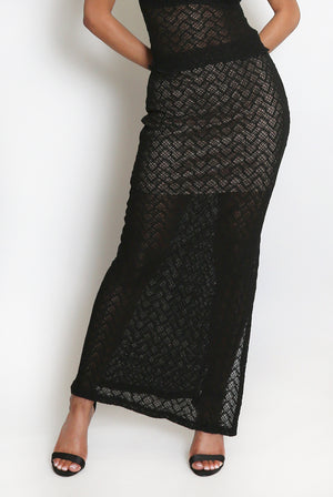 Lattice Texture Sleeveless Top & Maxi Skirt Set