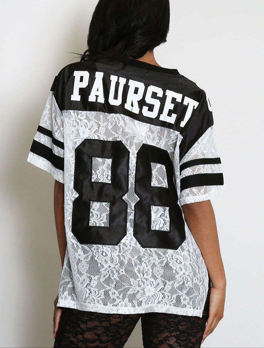 88 Slogan V Neck Varsity Top