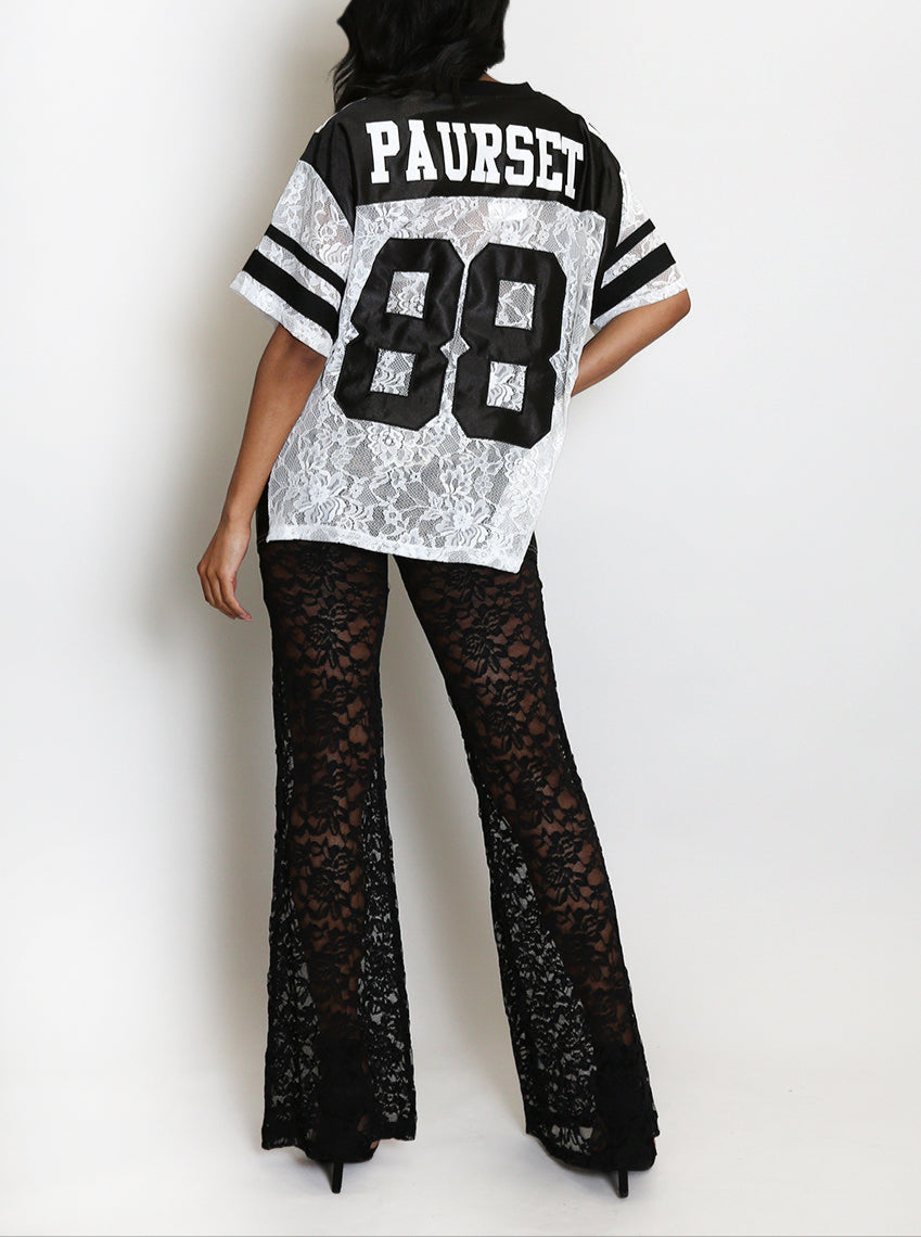 88 Slogan V Neck Varsity Top
