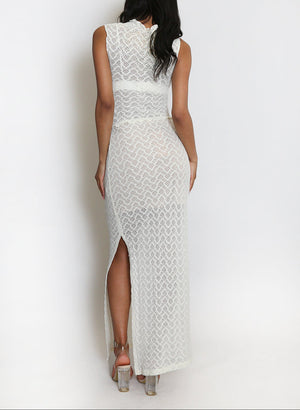 Lattice Texture Sleeveless Top & Maxi Skirt Set