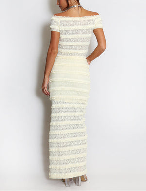 Lace Panelled Bardot Top And Skirt Set
