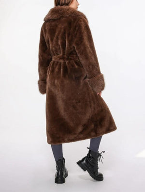 Faux Fur Belted Coat