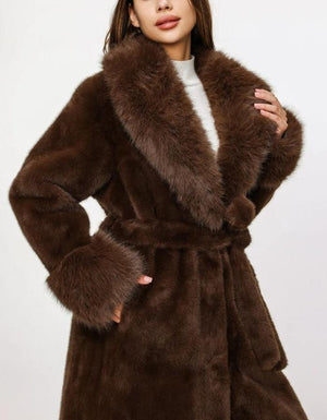 Faux Fur Belted Coat