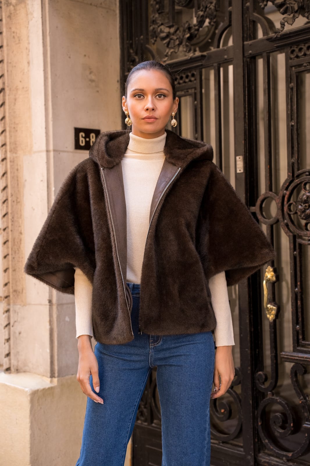 Luxe Faux Fur Hooded Cape