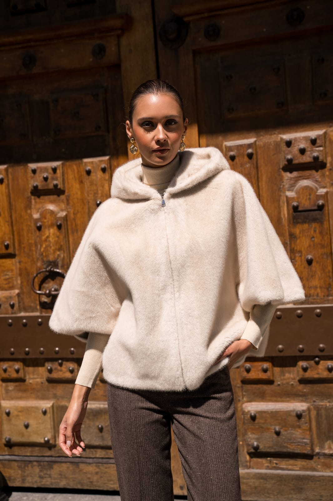 Luxe Faux Fur Hooded Cape