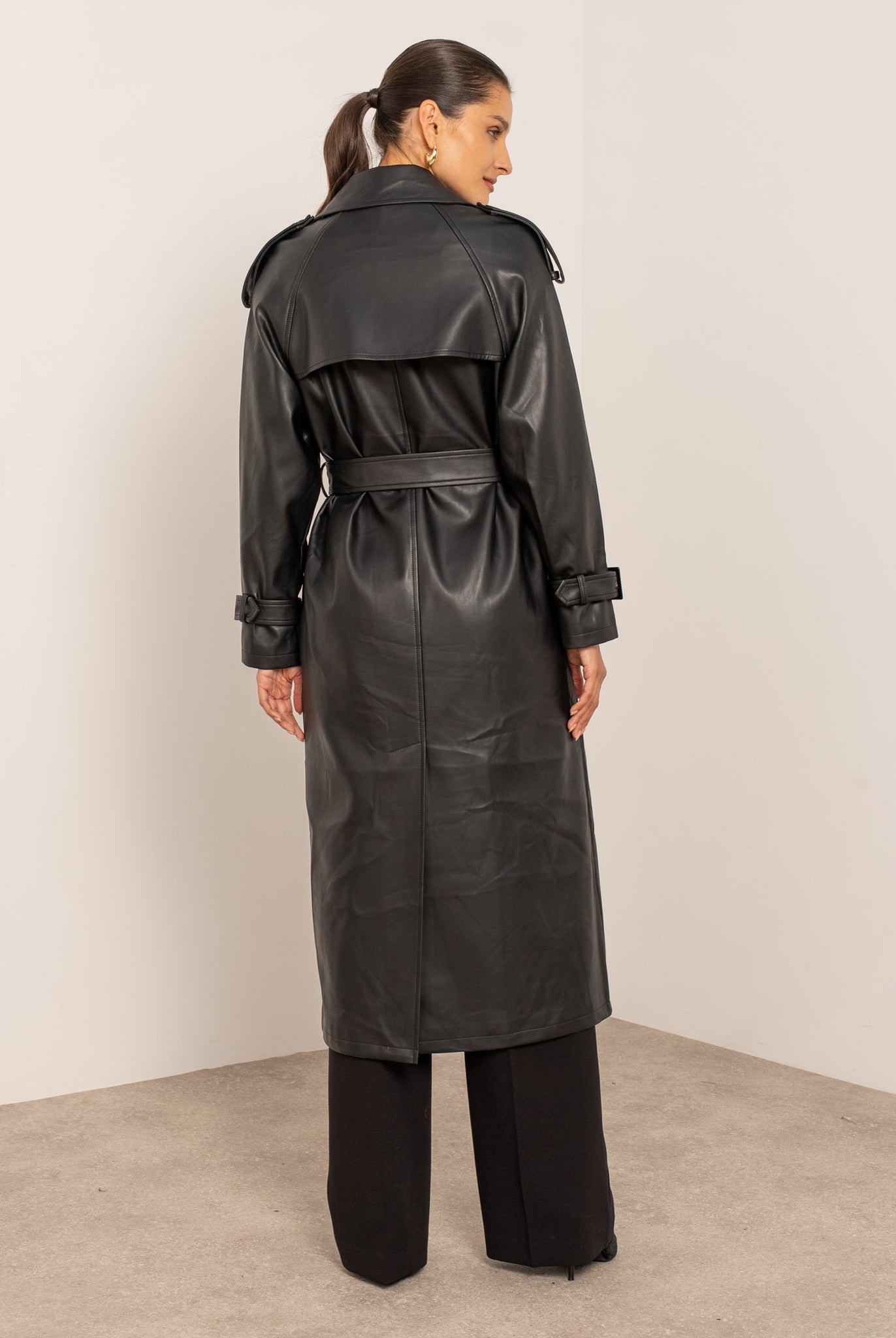 PU Long Trench Coat