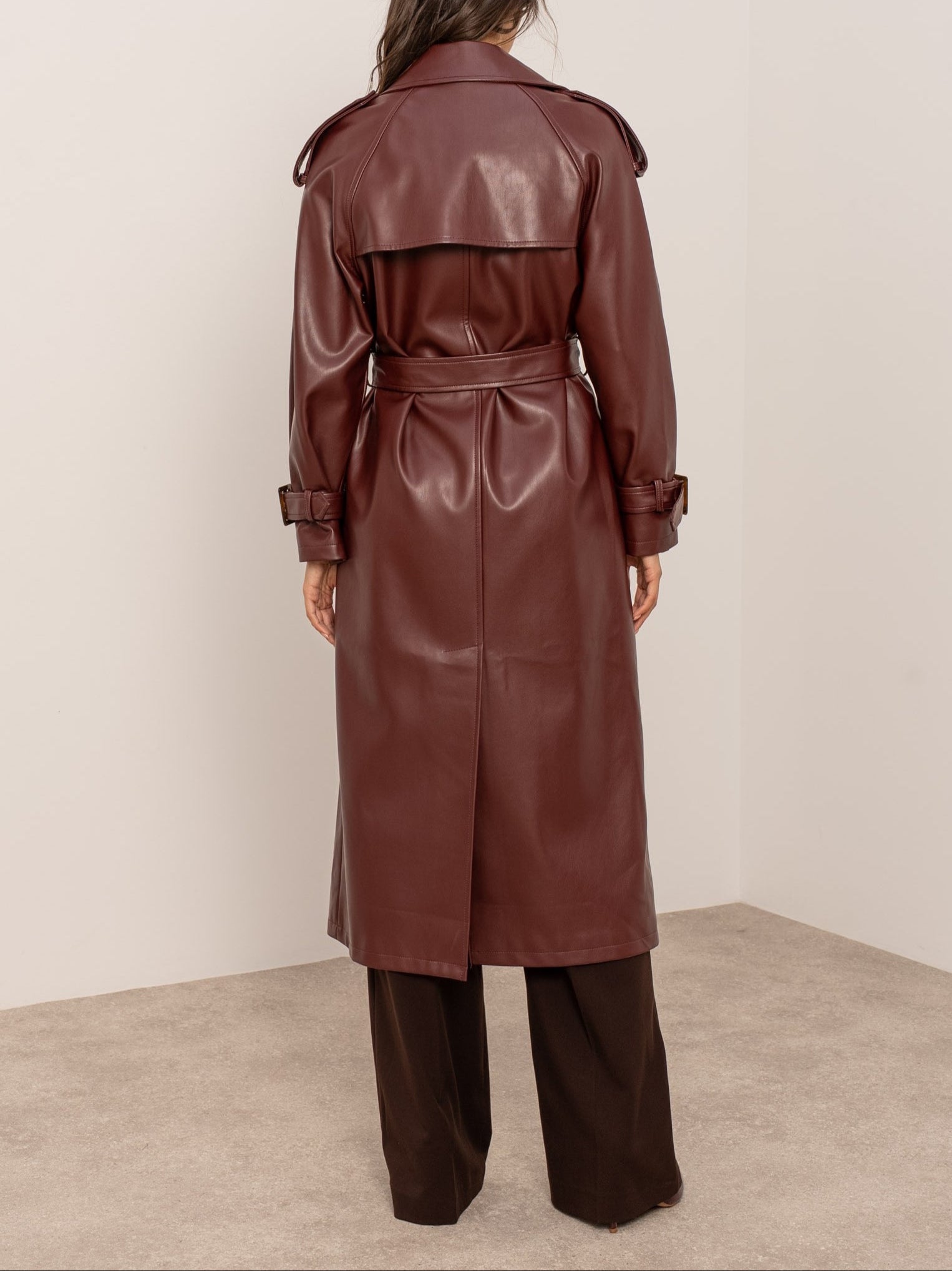PU Long Trench Coat