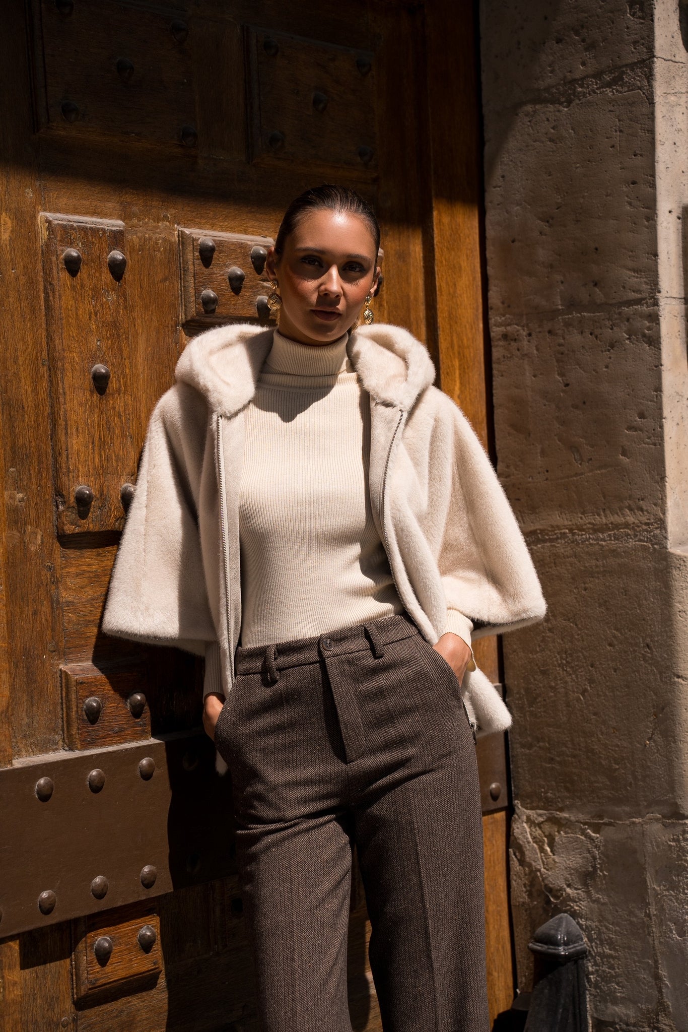 Luxe Faux Fur Hooded Cape