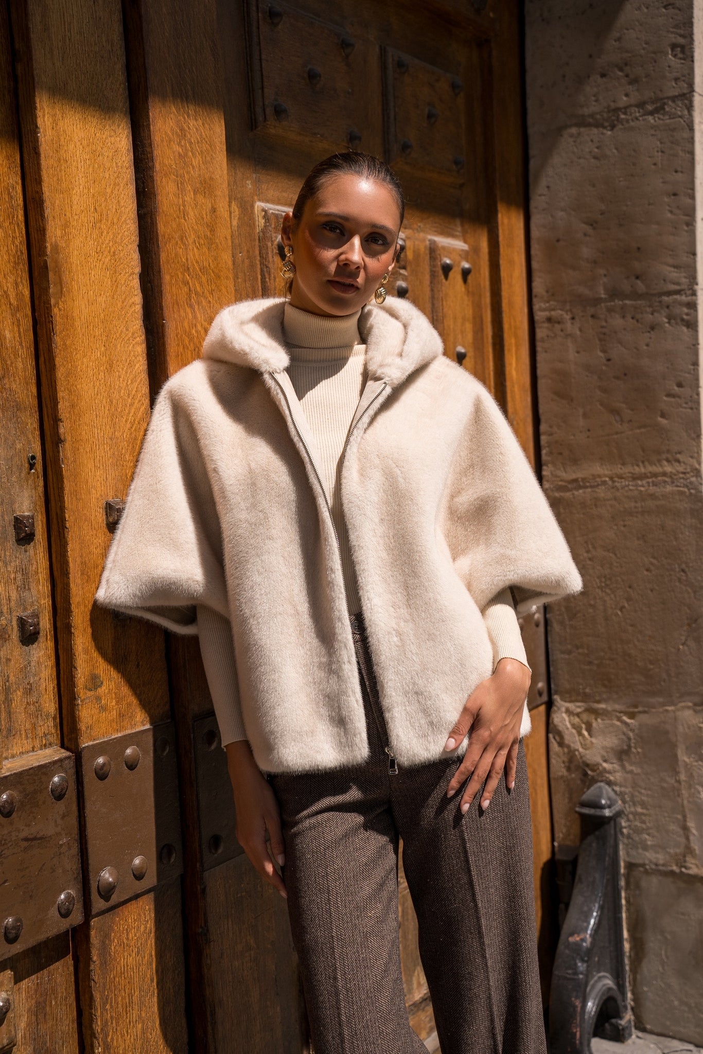 Luxe Faux Fur Hooded Cape