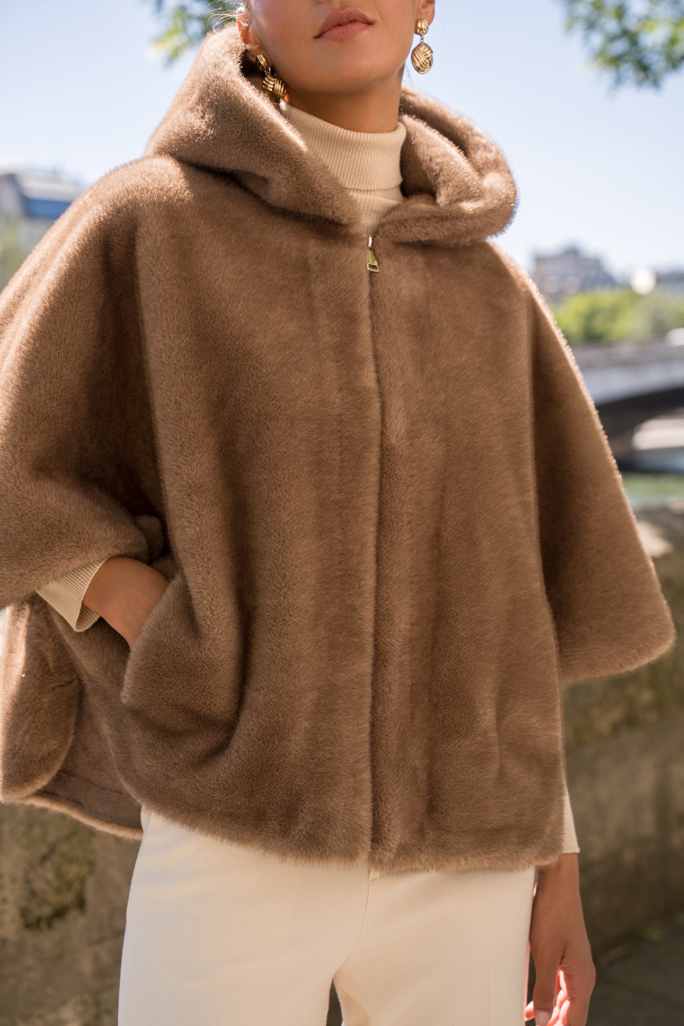 Luxe Faux Fur Hooded Cape