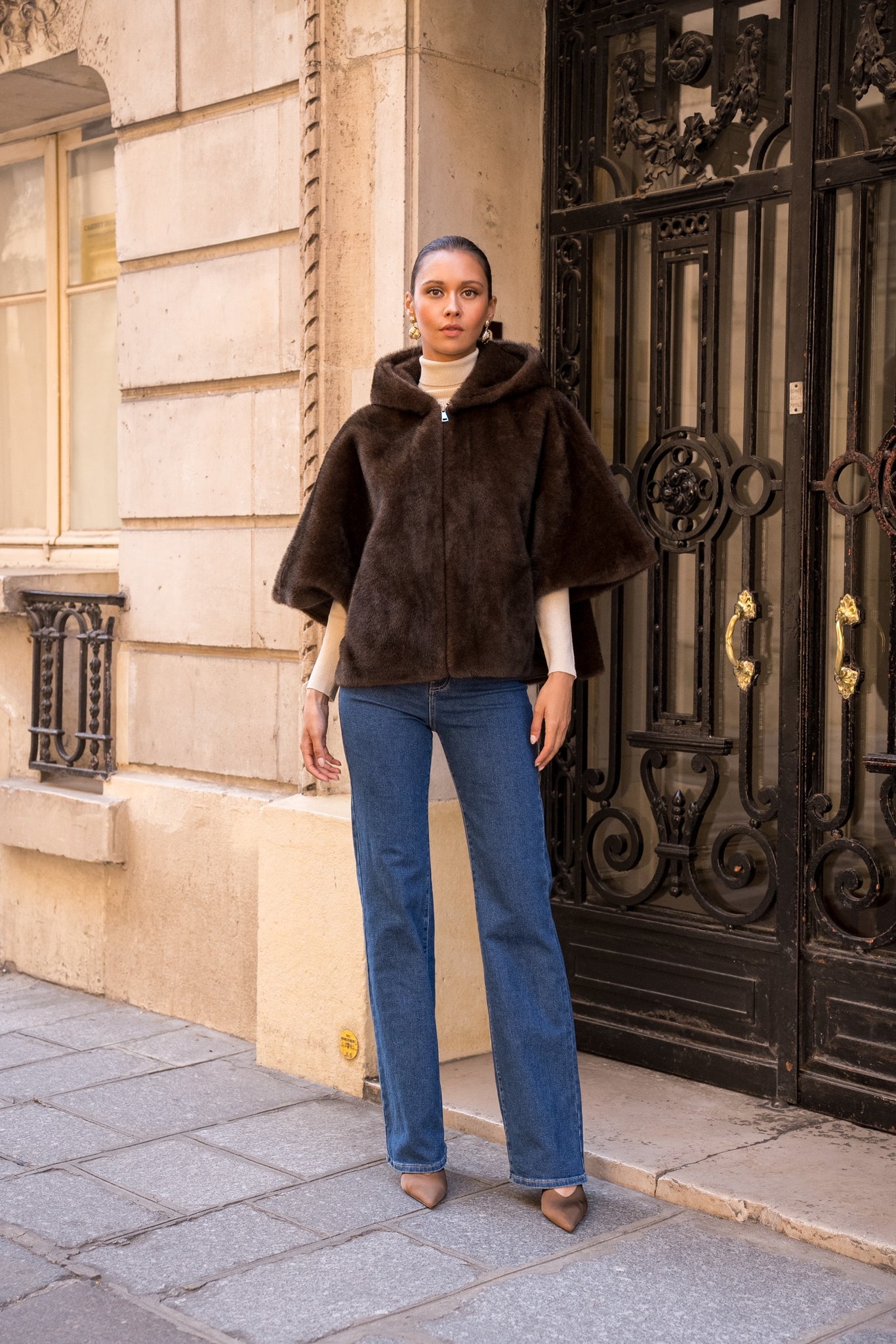 Luxe Faux Fur Hooded Cape