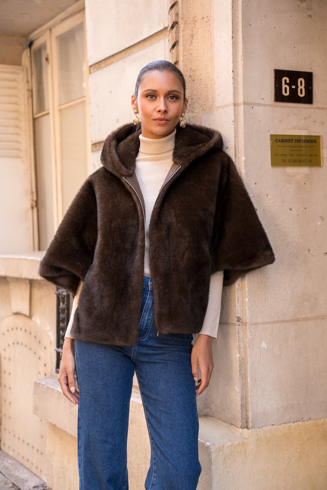 Luxe Faux Fur Hooded Cape