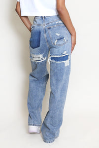 Wide Leg Ripped Back Jeans