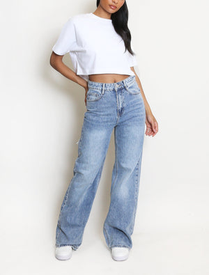 Wide Leg Ripped Back Jeans