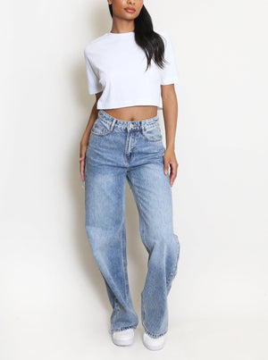 Wide Leg Ripped Back Jeans