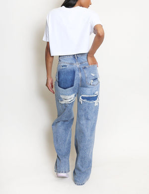 Wide Leg Ripped Back Jeans