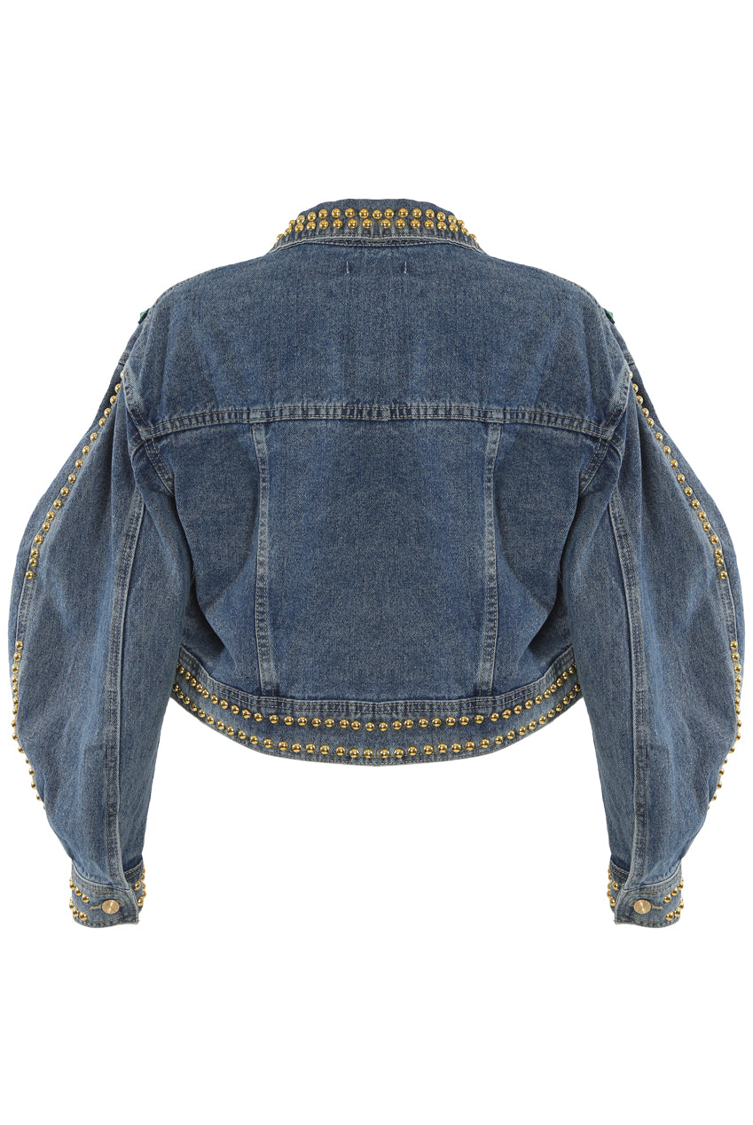 Denim Rivet Rhinestone Jacket