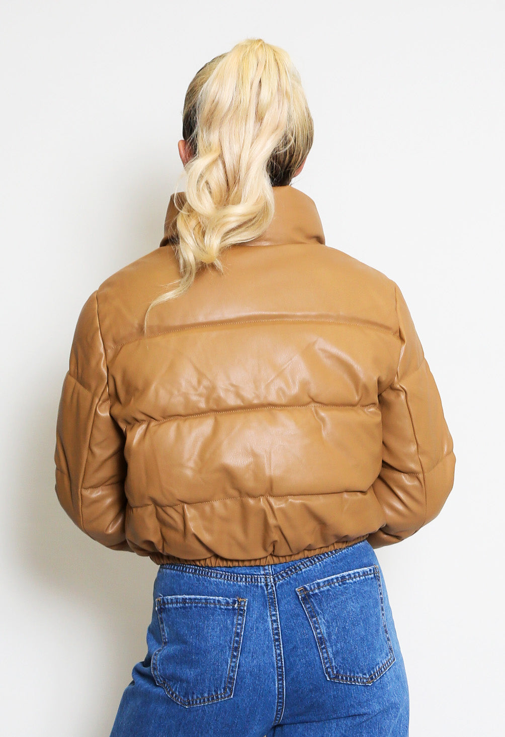 PU Cropped Puffer Jacket