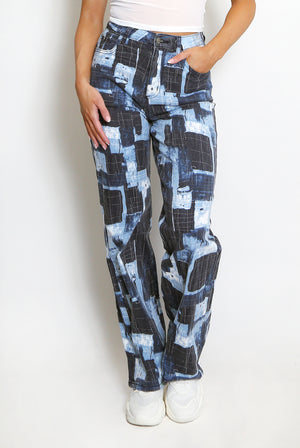 Contrast Straight Leg Denim Jeans
