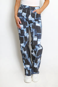 Contrast Straight Leg Denim Jeans