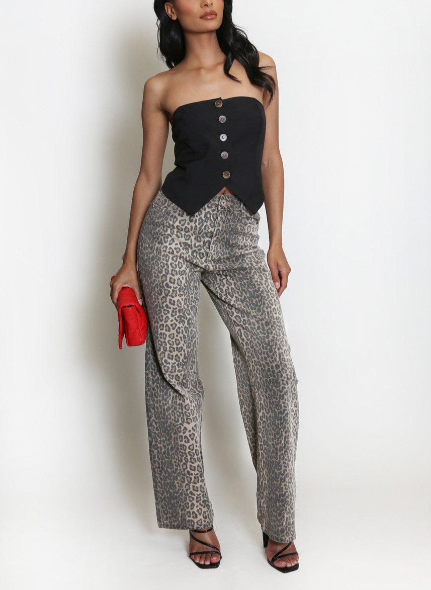 Leopard Dad Fit Jeans