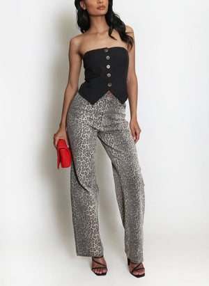 Leopard Dad Fit Jeans