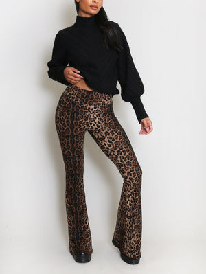 Leopard Bell Bottom Legging
