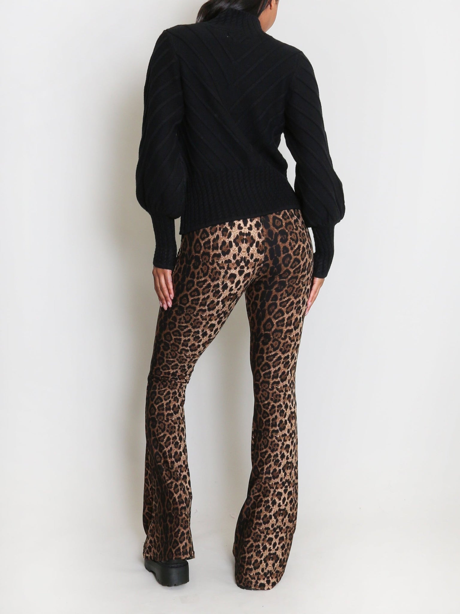 Leopard Bell Bottom Legging