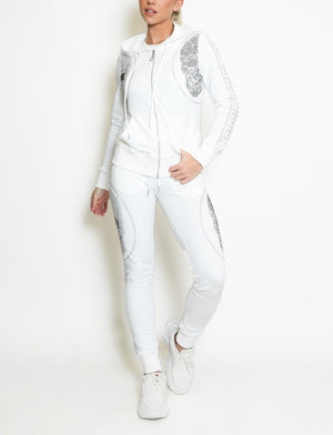 Diamante Skull Hoodie And Joggers Set