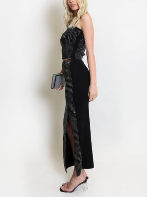 Embellished Crop Top And Skirt Set