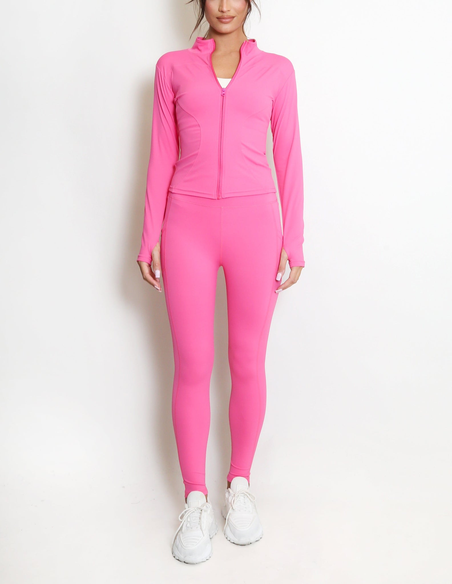 Fitted Long Sleeve Active Top And Leggings Set