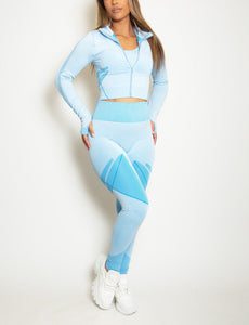 Three Piece Gym Set In Two Tone