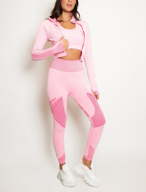 Three Piece Gym Set In Two Tone
