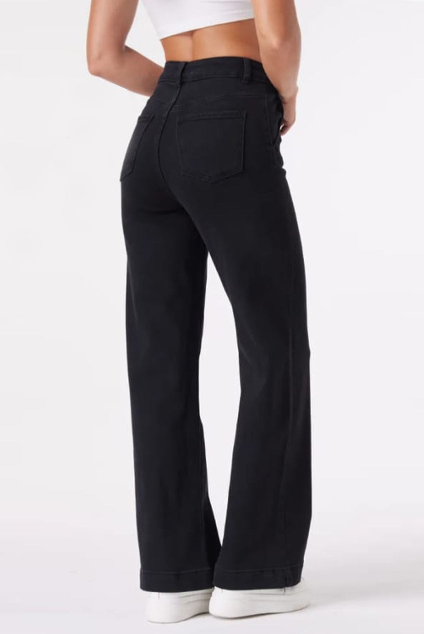 Black Mid Rise Jeans With Turn Up