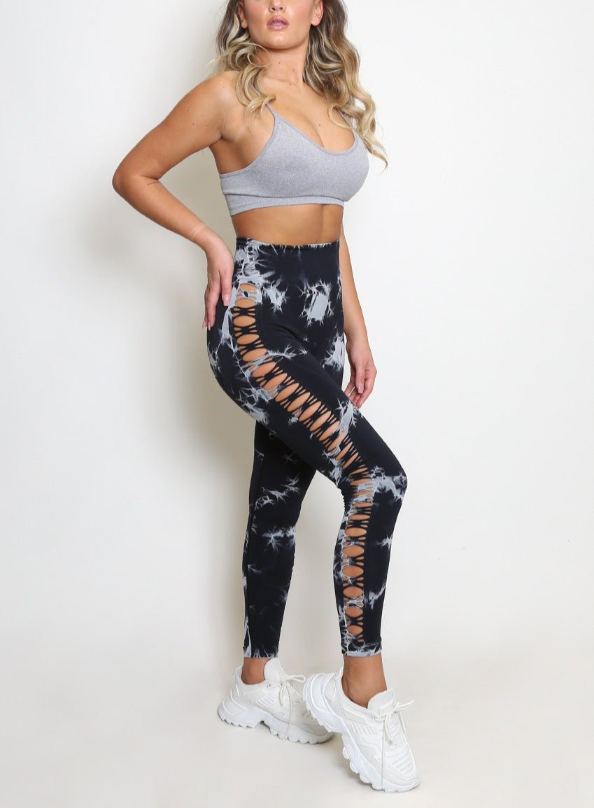 Tie Dye Cut Out Push Up Leggings