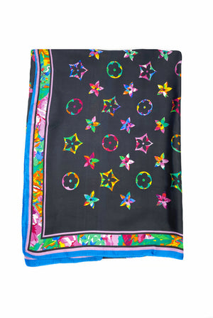 Floral Monogram Silk Blend Scarf