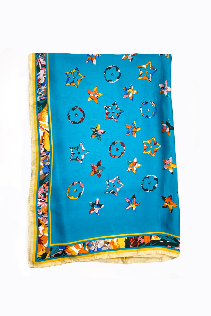 Floral Monogram Silk Blend Scarf