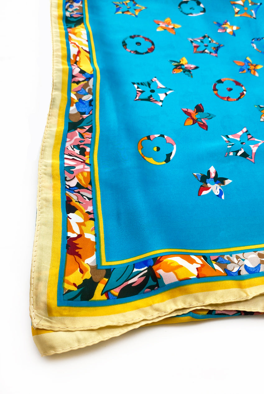 Floral Monogram Silk Blend Scarf