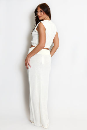 Fine Knit Wrap Crop Top And Maxi Skirt Set