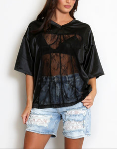 Sheer Lace Baseball Top