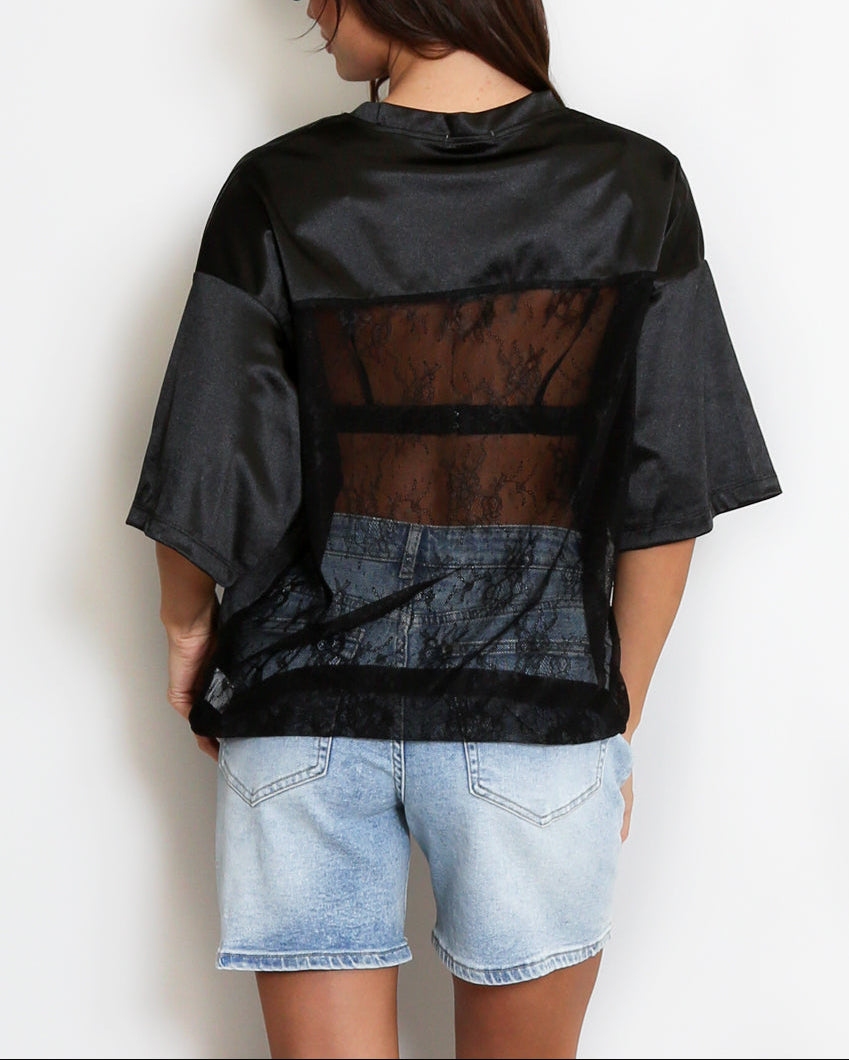 Sheer Lace Baseball Top